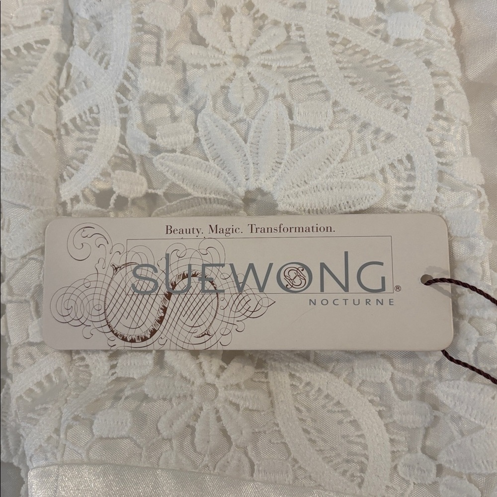 VTG Sue Wong Nocturne White Floral Lace Midi A-Line Dress Size 8 NEW - Picture 12 of 13